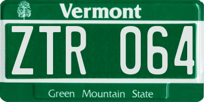 VT license plate ZTR064