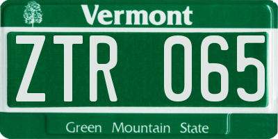 VT license plate ZTR065