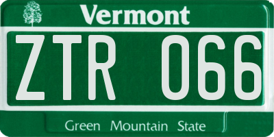 VT license plate ZTR066