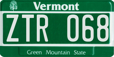 VT license plate ZTR068