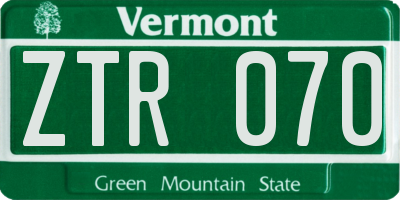 VT license plate ZTR070