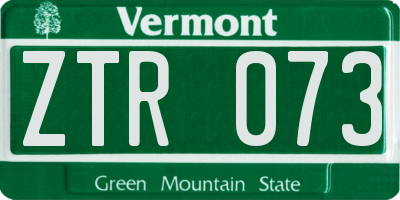 VT license plate ZTR073