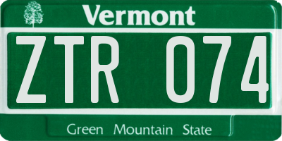 VT license plate ZTR074