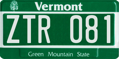 VT license plate ZTR081