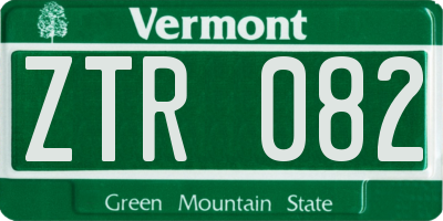 VT license plate ZTR082