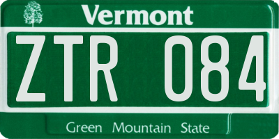 VT license plate ZTR084