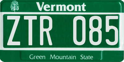 VT license plate ZTR085
