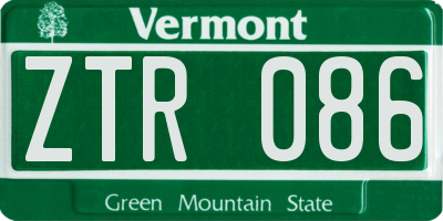 VT license plate ZTR086