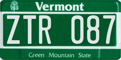 VT license plate ZTR087