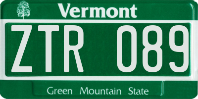 VT license plate ZTR089
