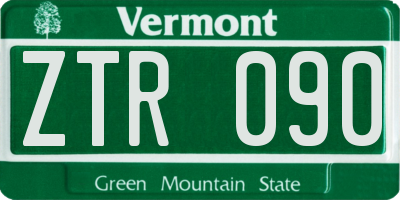 VT license plate ZTR090