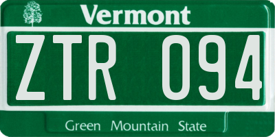 VT license plate ZTR094