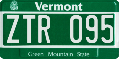 VT license plate ZTR095