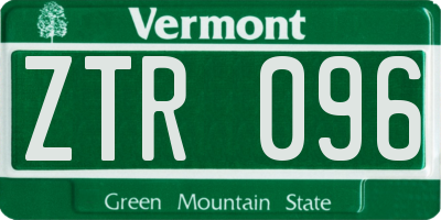VT license plate ZTR096