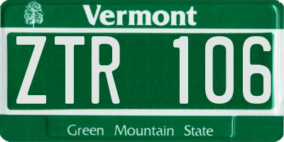 VT license plate ZTR106