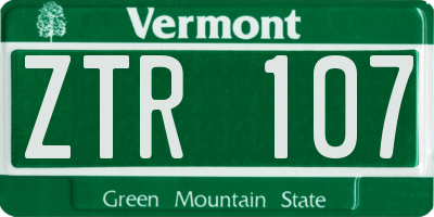 VT license plate ZTR107