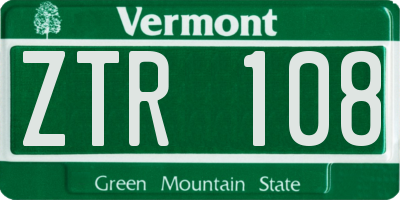 VT license plate ZTR108