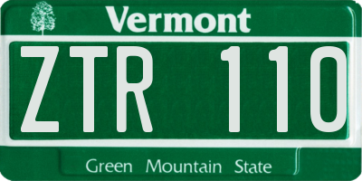 VT license plate ZTR110
