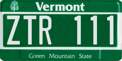 VT license plate ZTR111