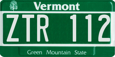 VT license plate ZTR112