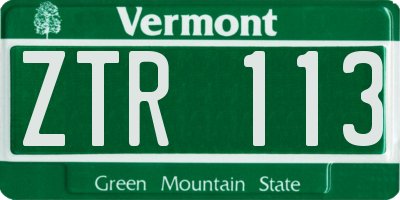 VT license plate ZTR113