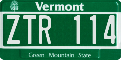 VT license plate ZTR114