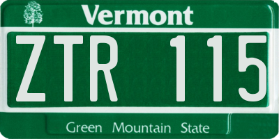 VT license plate ZTR115