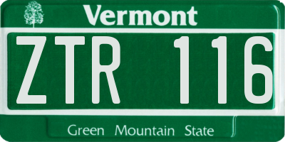 VT license plate ZTR116