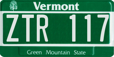 VT license plate ZTR117