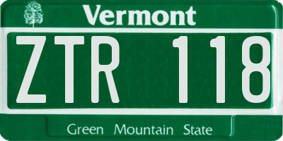 VT license plate ZTR118