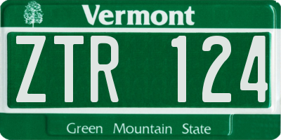VT license plate ZTR124