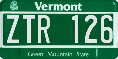 VT license plate ZTR126