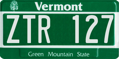 VT license plate ZTR127