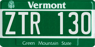 VT license plate ZTR130