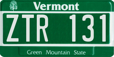 VT license plate ZTR131