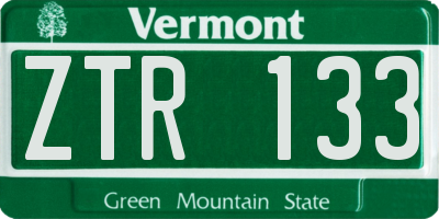 VT license plate ZTR133