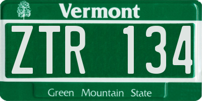 VT license plate ZTR134