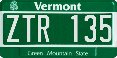 VT license plate ZTR135