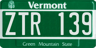 VT license plate ZTR139