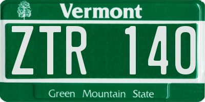 VT license plate ZTR140