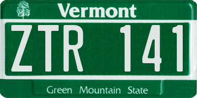VT license plate ZTR141