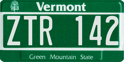 VT license plate ZTR142