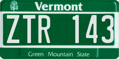 VT license plate ZTR143
