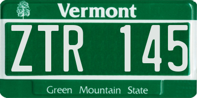 VT license plate ZTR145