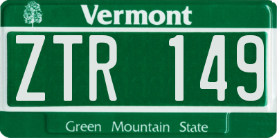 VT license plate ZTR149