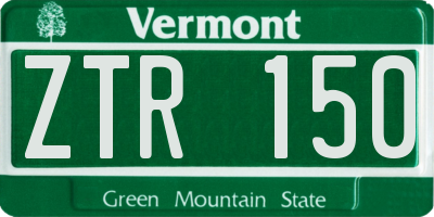 VT license plate ZTR150
