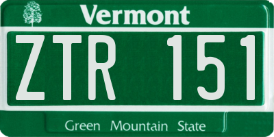 VT license plate ZTR151