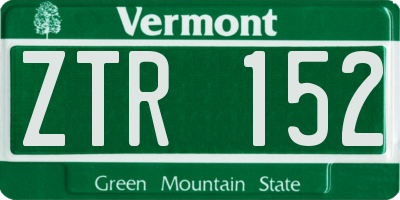 VT license plate ZTR152