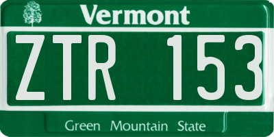VT license plate ZTR153