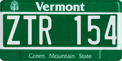 VT license plate ZTR154